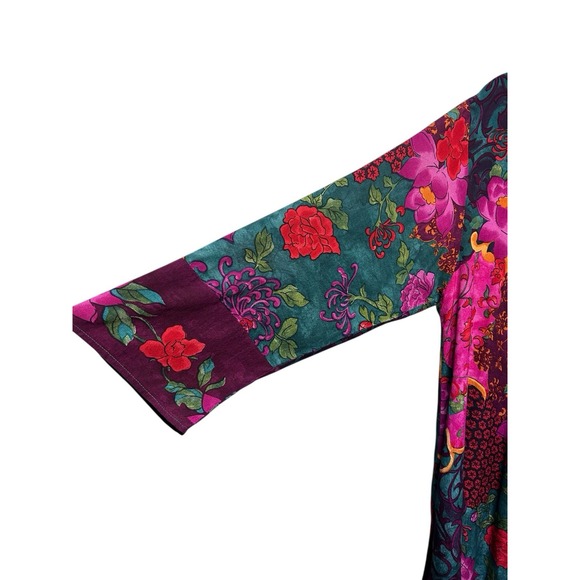 Carole Little Kimono Multicolor Floral Vintage 90s Artsy Bohemian Size 6 Rayon - Picture 5 of 12